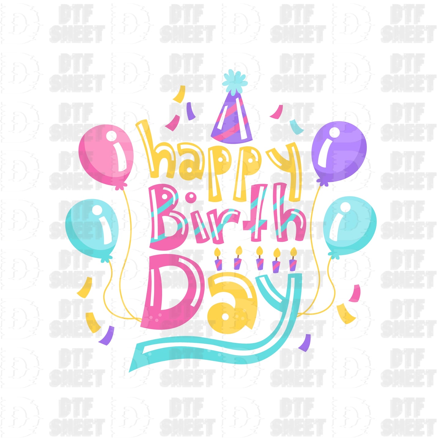 Happy Birthday Balloons - Birthday - DTF Transfer