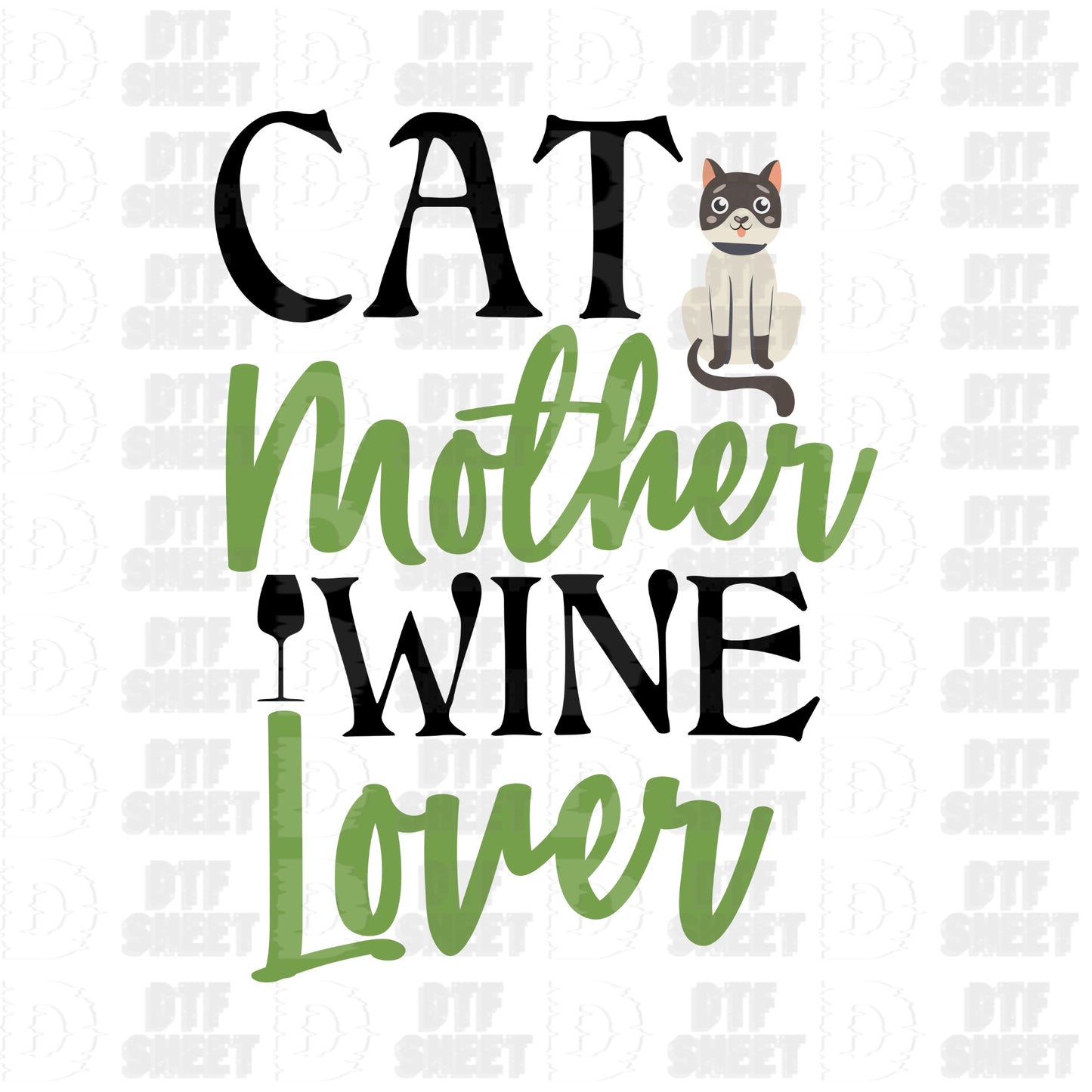 Cat Mother, Wine Lover 2 - Cat Collection - DTF Transfer