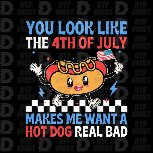 Hot Dog - 4th of July - DTF Transfer