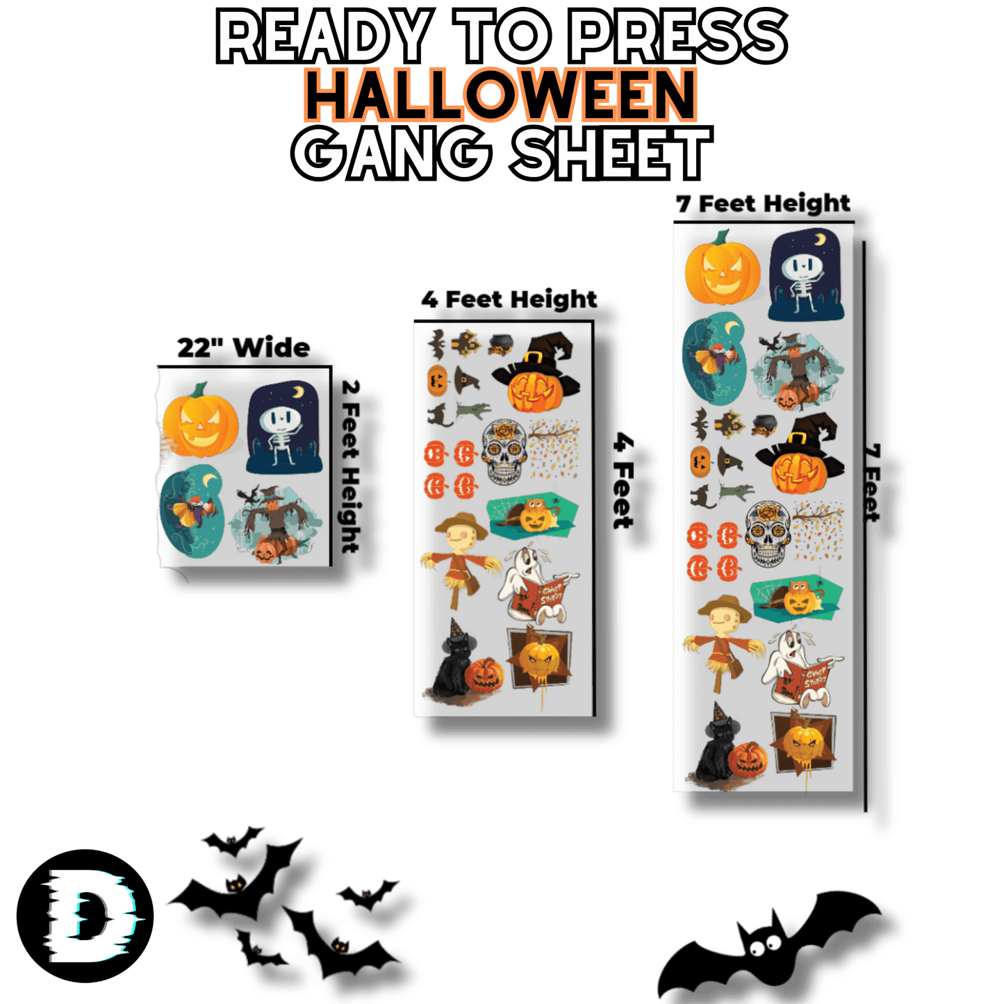 Halloween Gang Sheet - Ready to Press - 20+ Designs - DTFSheet.com