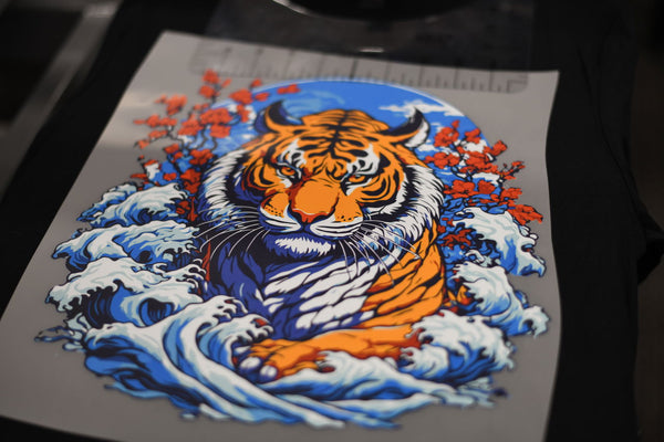 DTF transfer ready to press