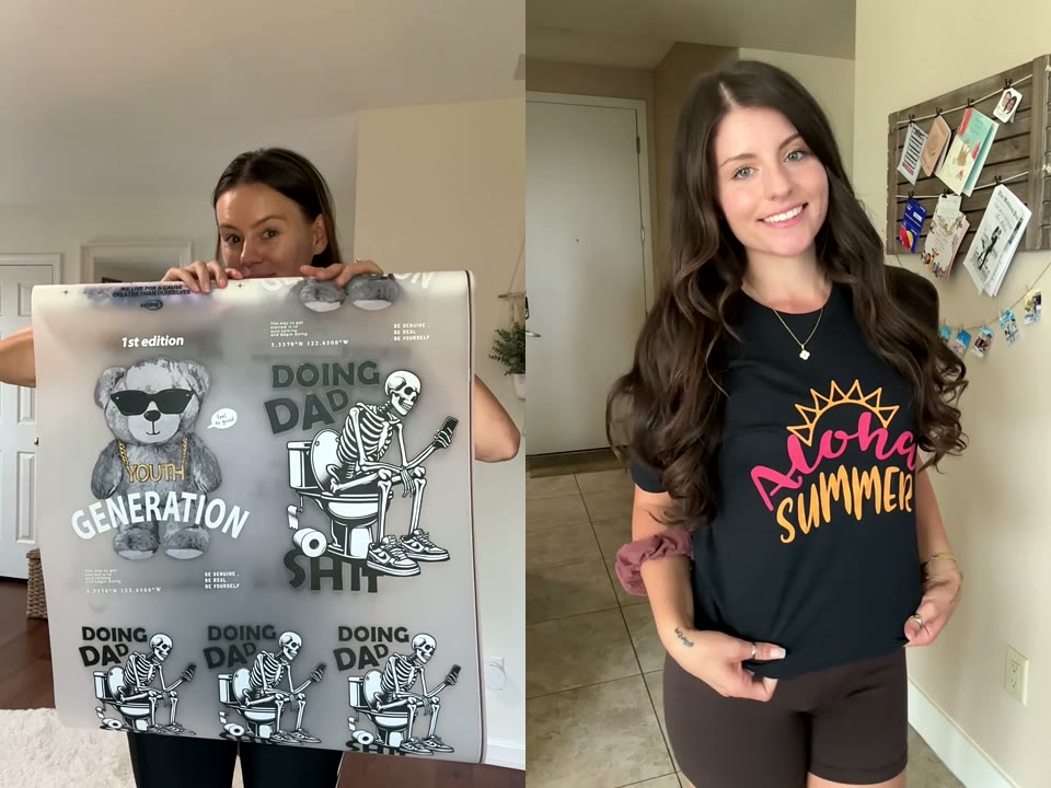 Real DTFSheet customers showing custom gang sheets and finished DTF transfers