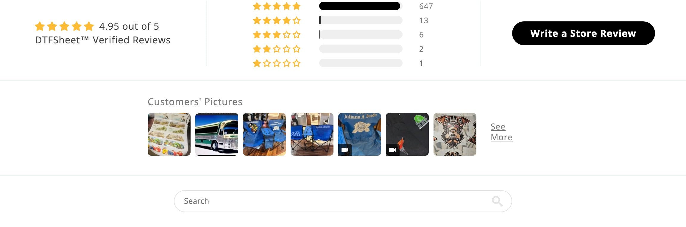 DTFSheet verified customer reviews showing a 4.95 rating from 669 reviews
