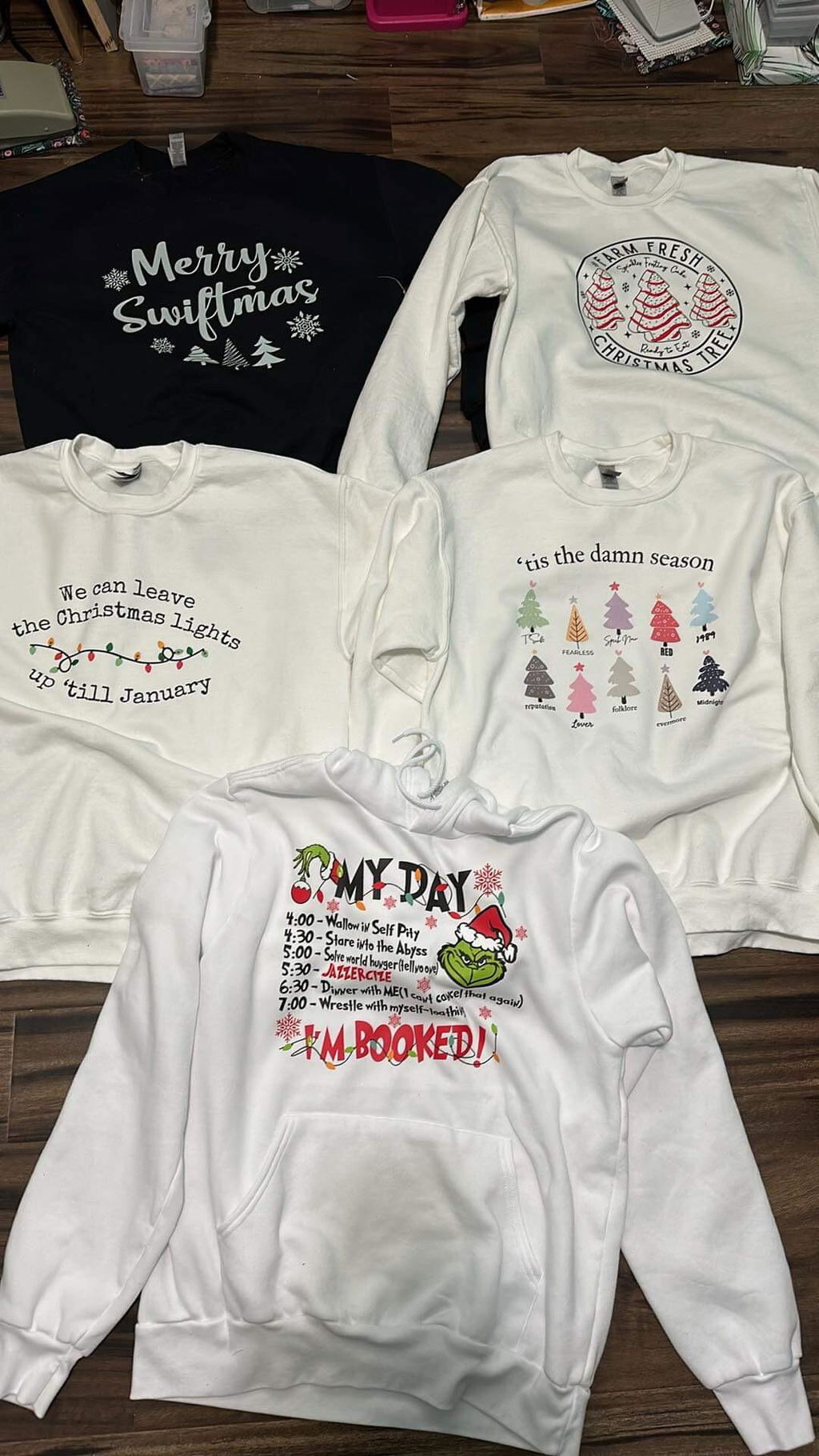 Customer garment from a gang sheet containing more than ten designs